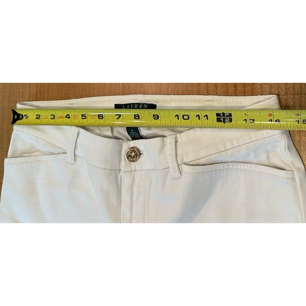 Lauren Ralph Lauren Womens White Straight Leg Pants Cotton Blend Size 4